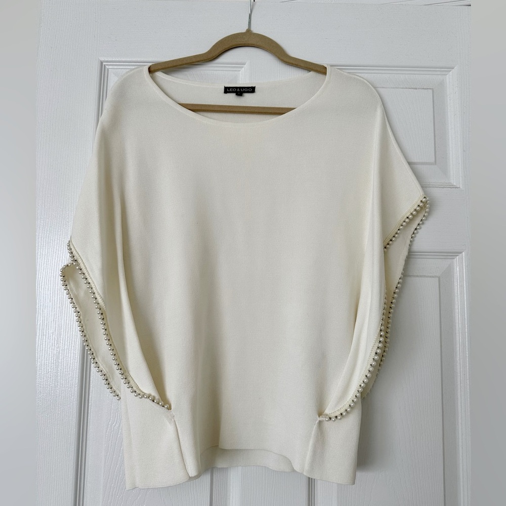Leo & Ugo ivory blouse with pearls, size 1.